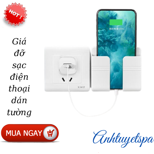 Combo 2 kệ dán tường để remote đồ dùng, giá đỡ sạc điện thoại dán tường
