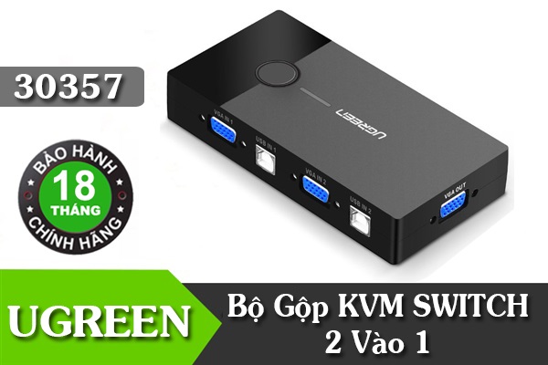Bộ chuyển tín hiệu 2 cpu dùng 1 màn hình kvm switch usb chính hãng ugreen 30357 cao cấp - ugreen 30357