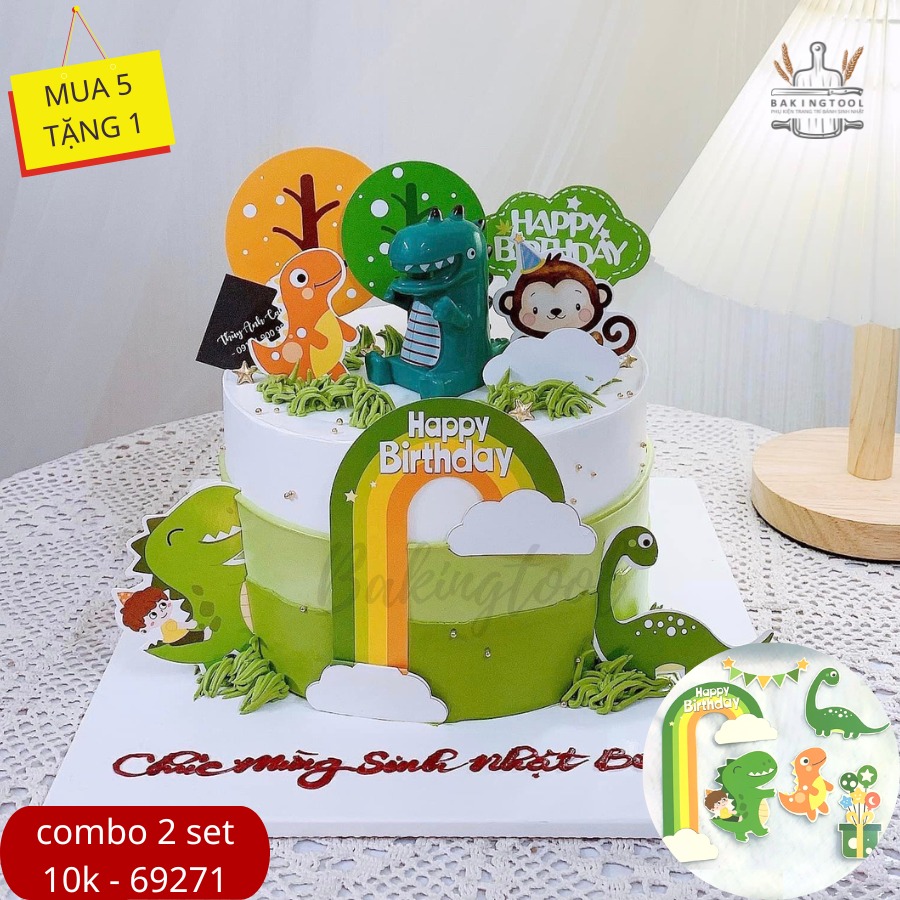 Set que giấy-Cầu vồng khủng long+bé trai(combo 2)