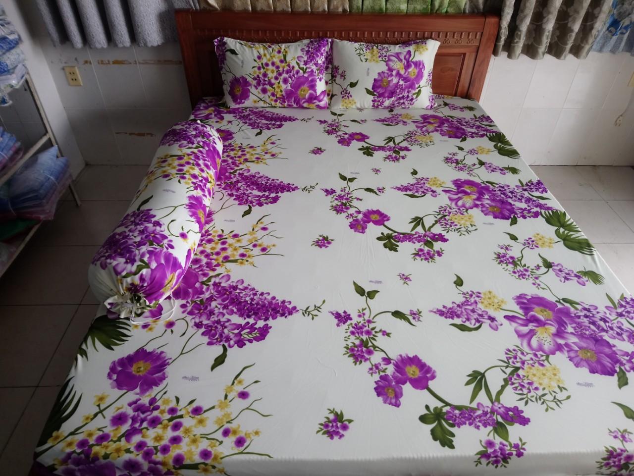 Bộ dra thun lạnh hàn quốc 1m8 x 2m ( gồm 1 ga + 3 áo gối)