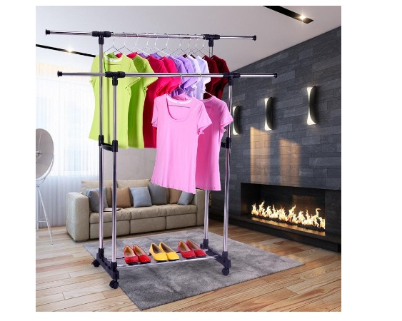 Giàn phơi quần áo đôi lắp ráp 2 tầng inox cao cấp