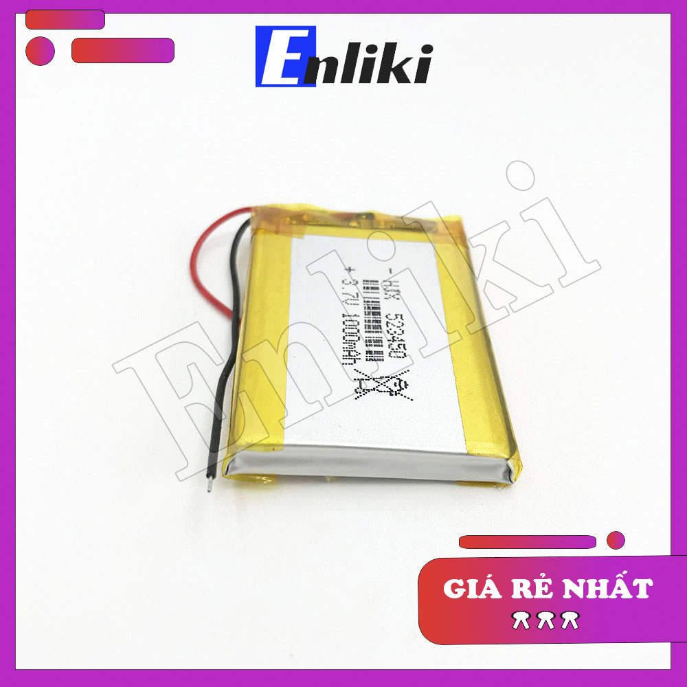 Pin Lipo Polymer 3.7V 1000mAh 5.2x34x50mm (có mạch bảo vệ)