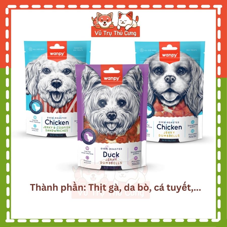 Snack dinh dưỡng cho Chó Wanpy 100g, Xương gặm bổ sung canxi, giúp chó sạch răng