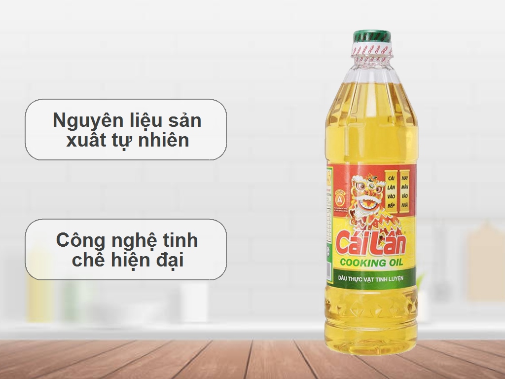 [Free ship] Dầu thực vật tinh luyện Cái Lân chai 1L