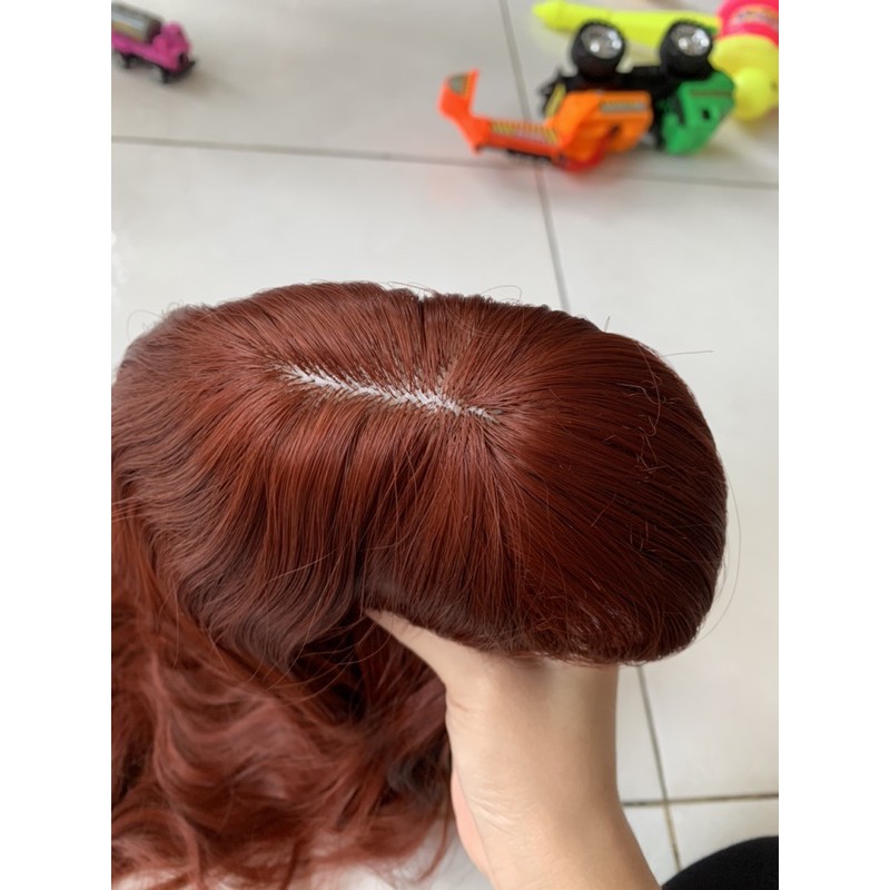 Tóc giả đỏ rượu 😍FREESHIP❤️ tóc xù dài màu đỏ rượu - 8174