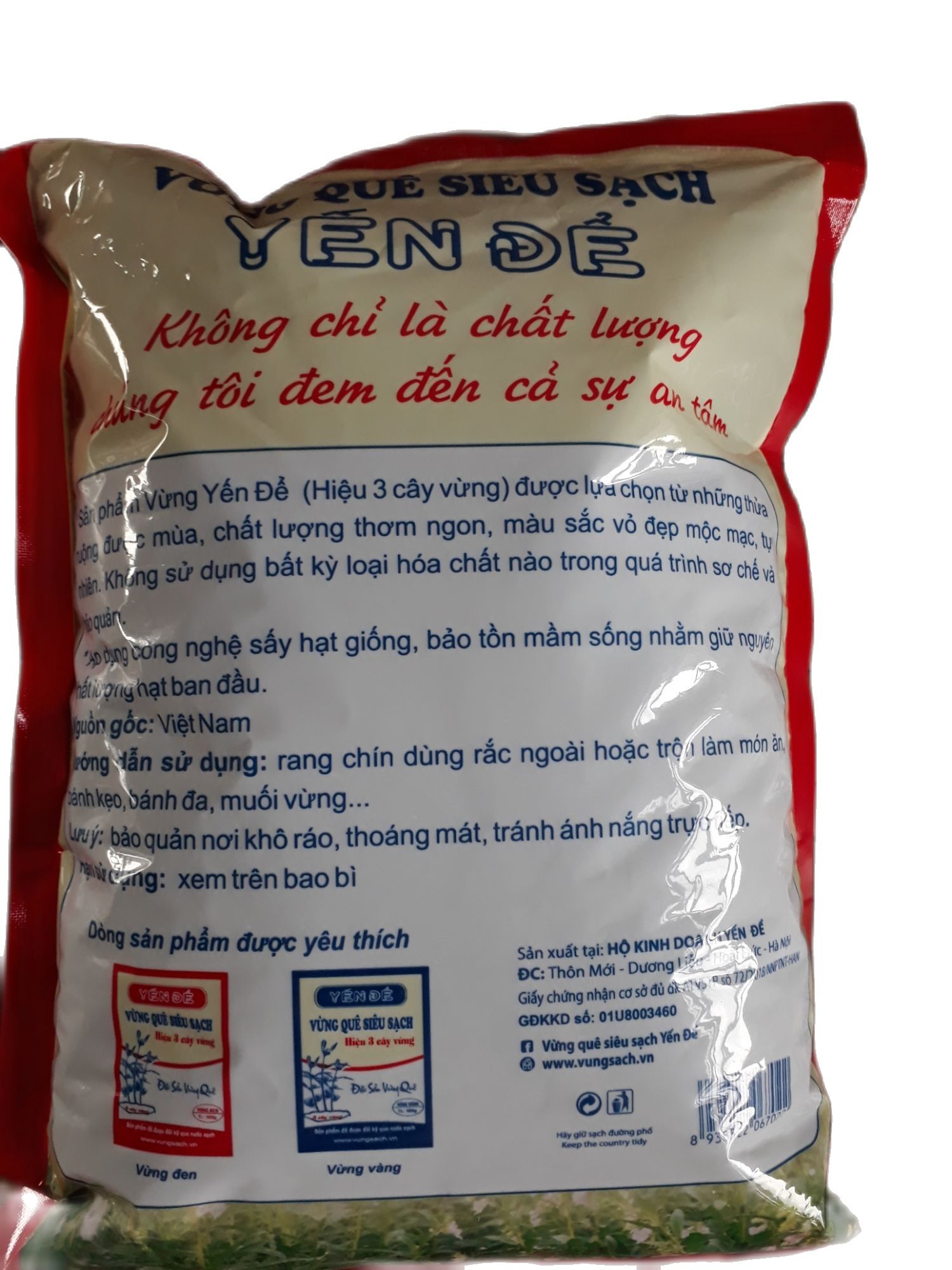 Vừng/Mè đen siêu sạch Yến Để, gói 500g