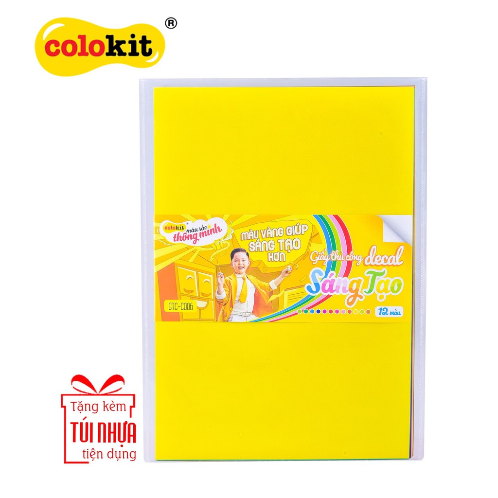 Giấy thủ công 12 màu thiên long colokit gtc-c006 / gtc-c003 / giấy thủ công c006 / c003 cỡ lớn khổ a