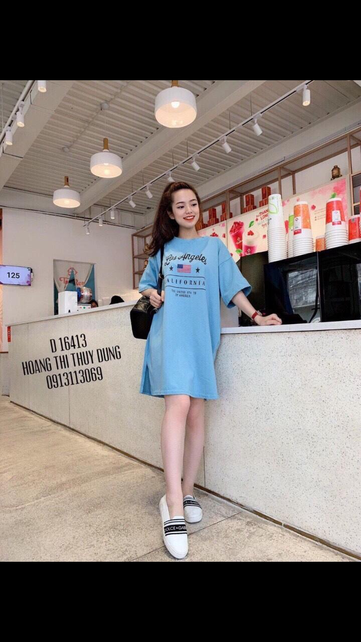 Đầm suông nữ dáng dài xẻ tà form rộng thun xịn in cao cấp lt072019