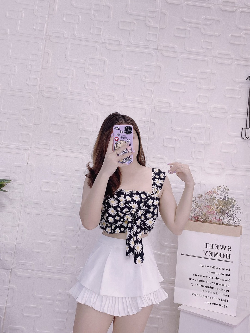 Áo voan hai dây bảng bự phối nơ trước ngực siêu hit TTSA0403