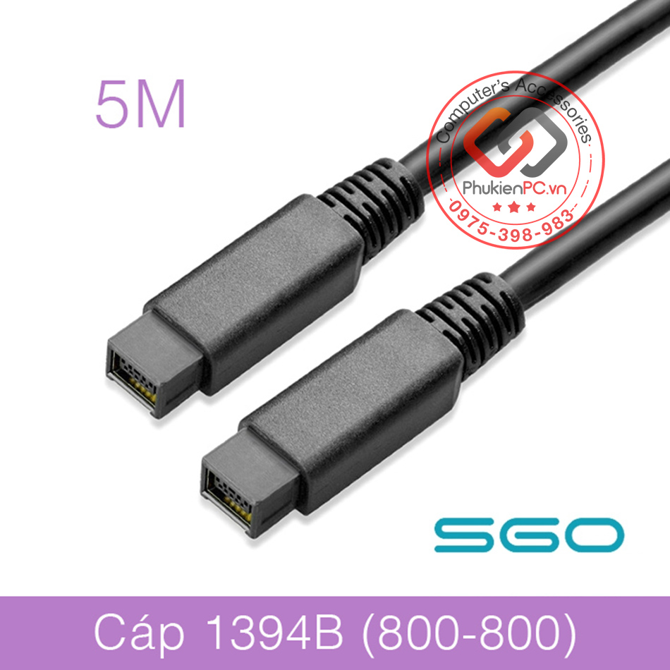 Wire cable FireWire 800 to FireWire 800 used for sound card, camcorder DV, camera Industrial