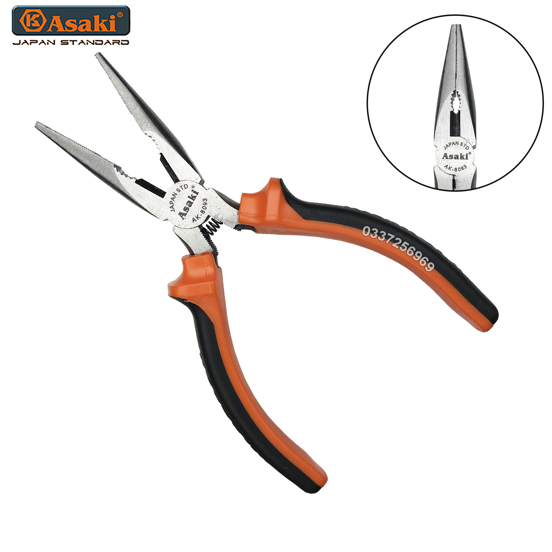 Kìm nhọn đa năng 6 "/150mm  kiểu Mỹ Asaki AK-8093 Hàng Chính hãng dụng cụ chuyên dụng dành cho các bác thợ