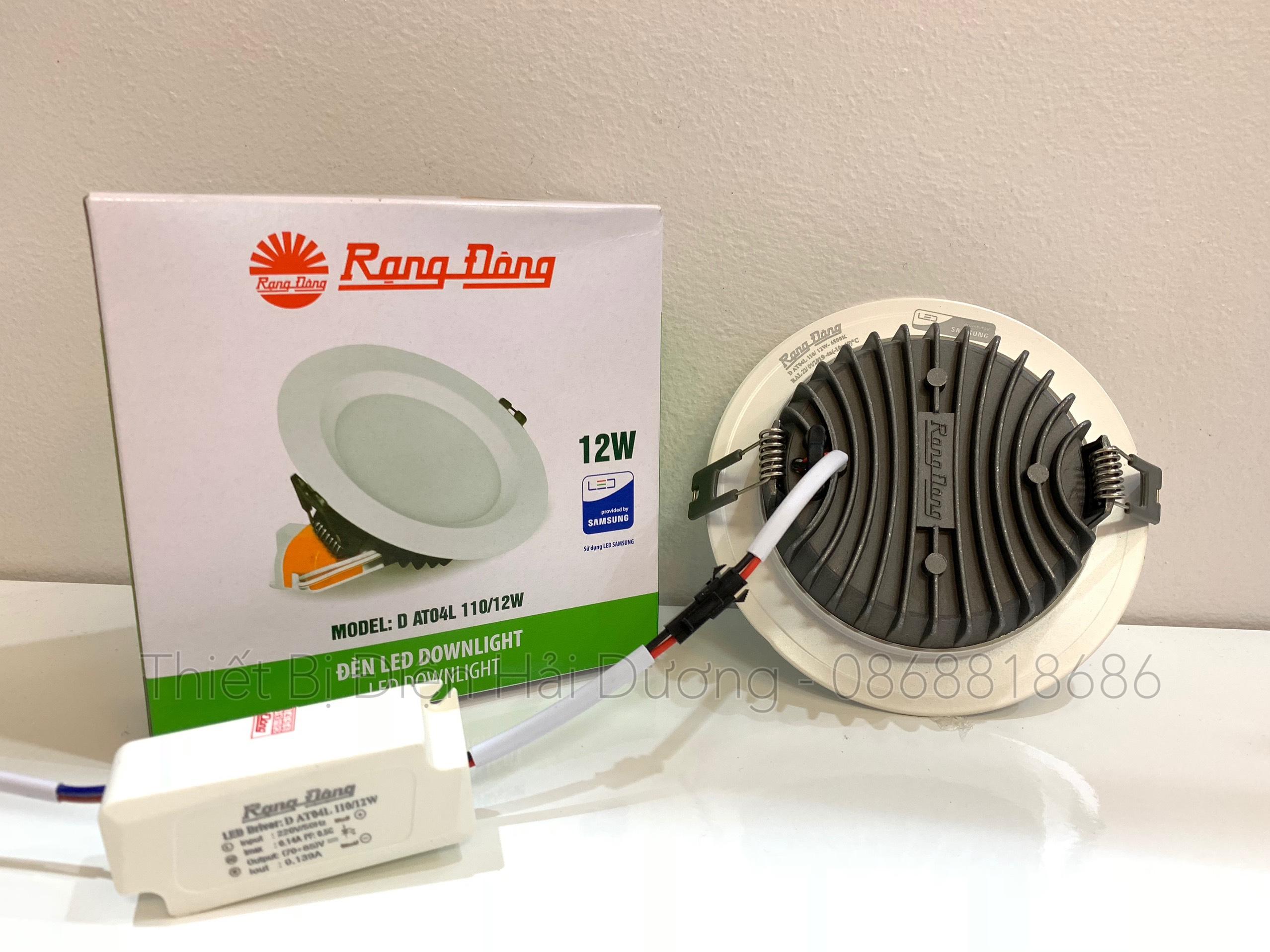 Đèn downlight Rạng Đông led âm trần AT04L 110/12w (Trắng/Vàng) -  Tiết Kiệm Điện - BH 1 Năm