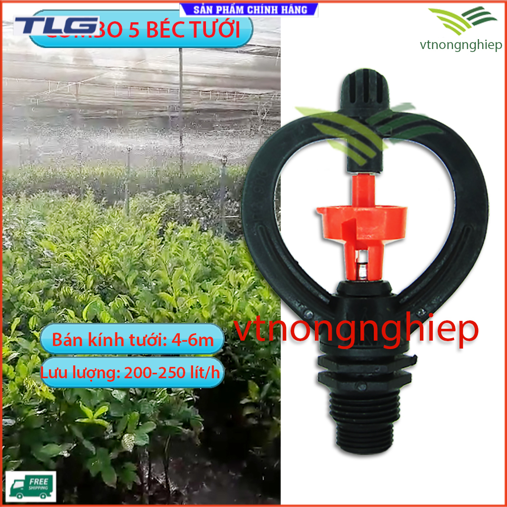 5 Béc tưới cây BB-906 ren ngoài 17mm, 21mm, bán kính tưới 4-6m, béc tưới phun mưa trục xoay, thân xoay, béc tưới rau, vườn hoa. Hệ thống tưới nước -vtnongnghiep 206851-1 TL