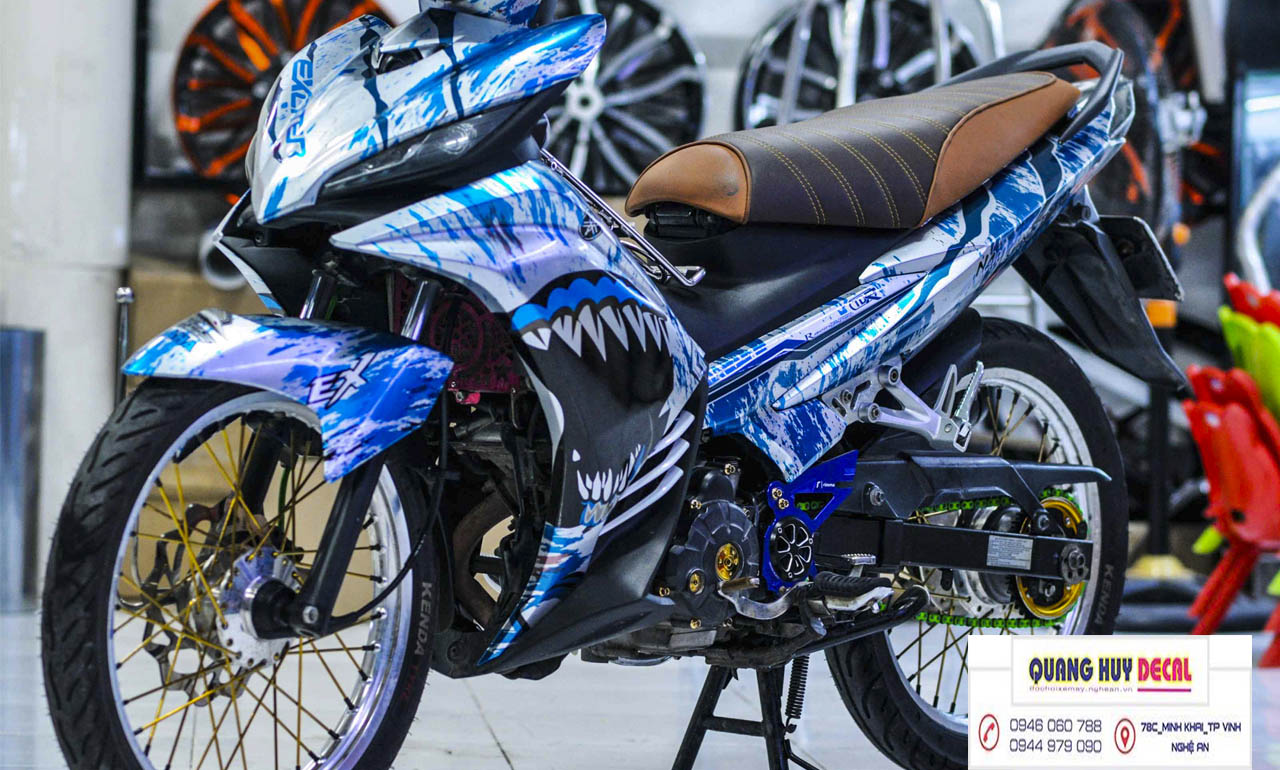 Tem trùm exciter 135 cá mập xanh trắng rỉ sét đẹp, Tem trùm exciter135, tem exciter 135, team trùm exciter 135, tem xe exciter 135, team trùm ex 135, team xe exciter 135 cá mập xanh trắng rỉ sét đẹp