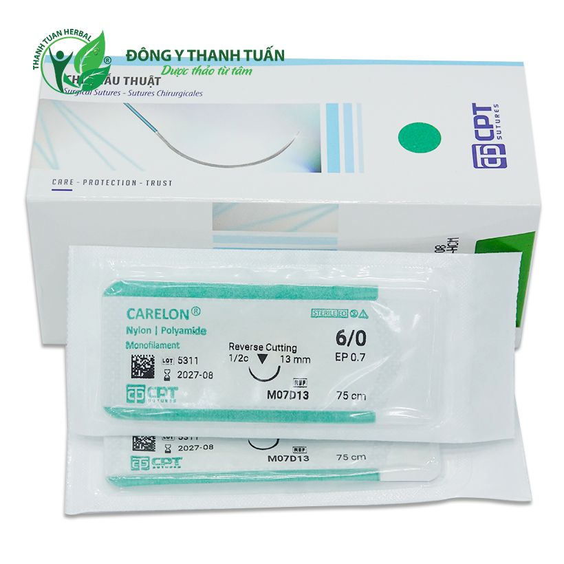 Chỉ phẫu thuật, chỉ thẩm mỹ Nylon/Polyamide Carelon 6/0 - Hộp 12 tép, chuyên dùng nhấn mí, spa, phẫu thuật, hàng chuẩn cao cấp