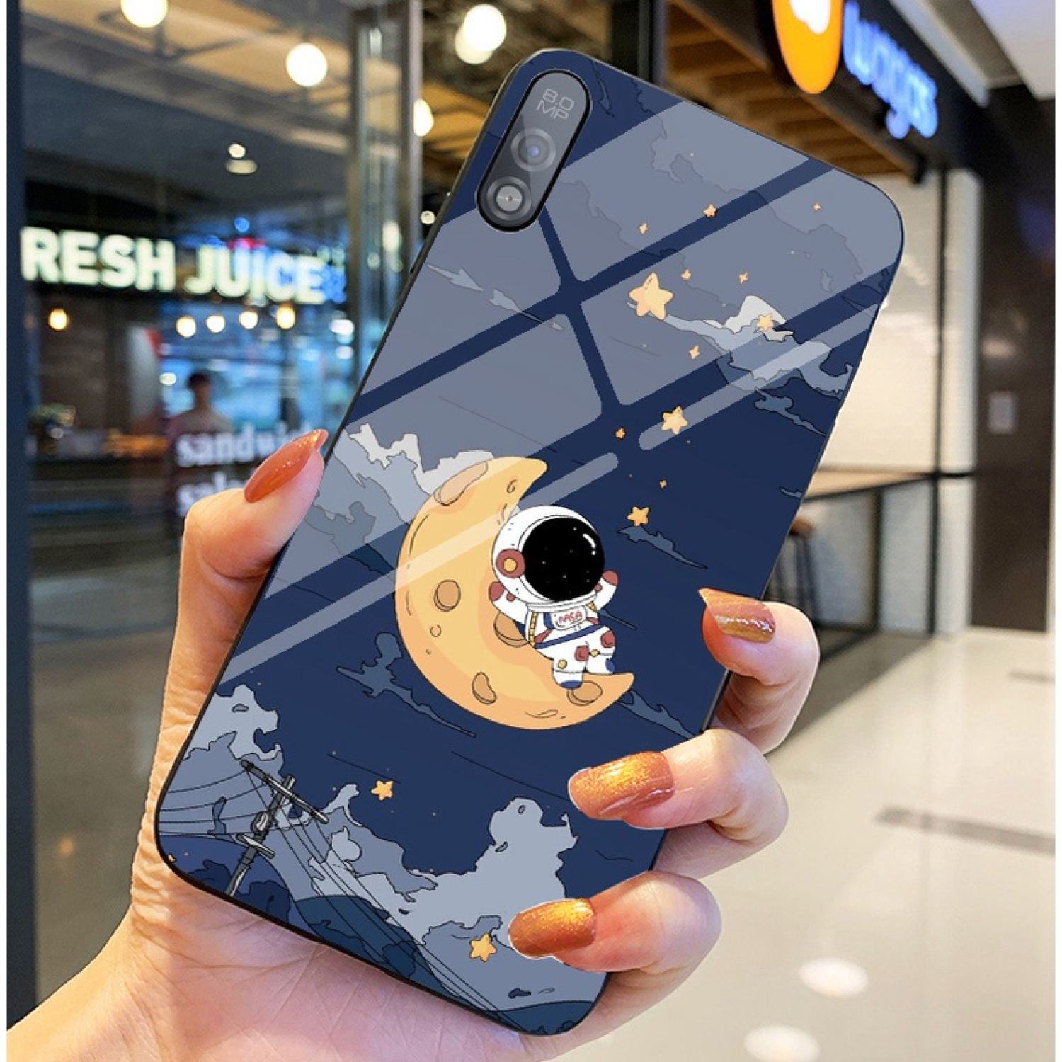 Ốp Lưng VSMART BEE 3 Ốp kính bóng cao cấp Phi Hành Gia