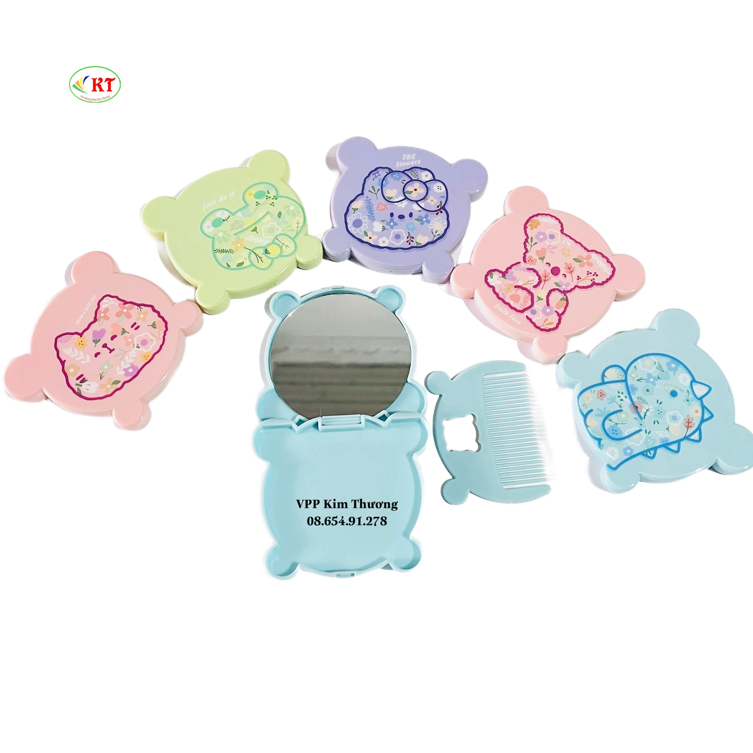 Gương  mini kèm lược đủ hình ( giao màu ngẫu nhiên)