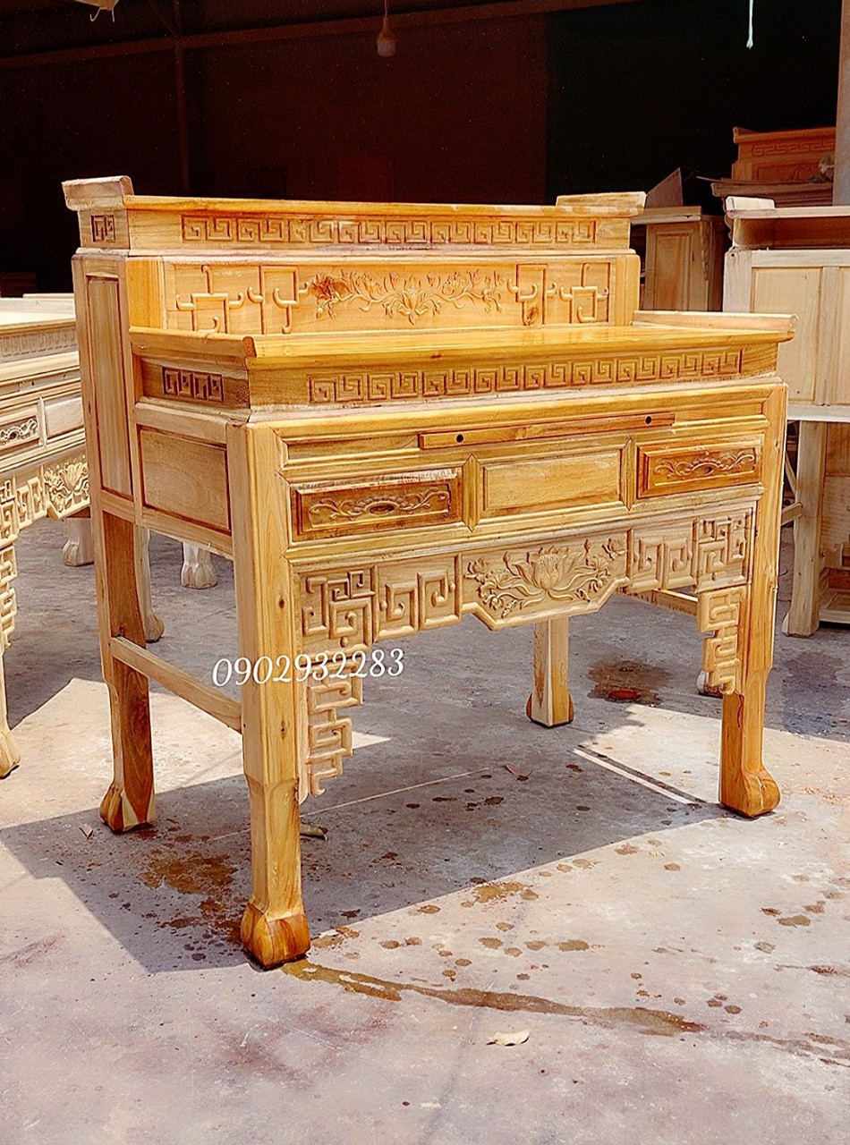 [HCM]Bàn thờ gia tiên, bàn thờ phật, bàn thờ cúng tổ tiên, bàn thờ phật gỗ tự nhiên Kích thước: 88 x 134 x78.