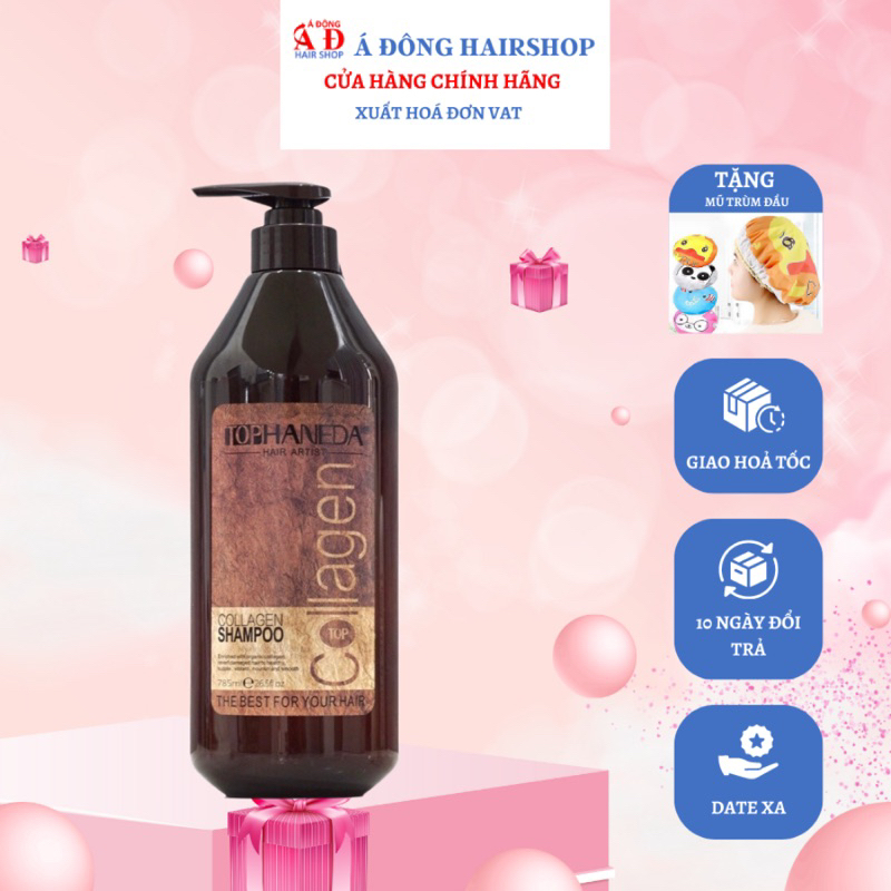 Bộ dầu gội xả hấp ủ phục hồi siêu mượt tóc Top Haneda Collagen - Chính hãng