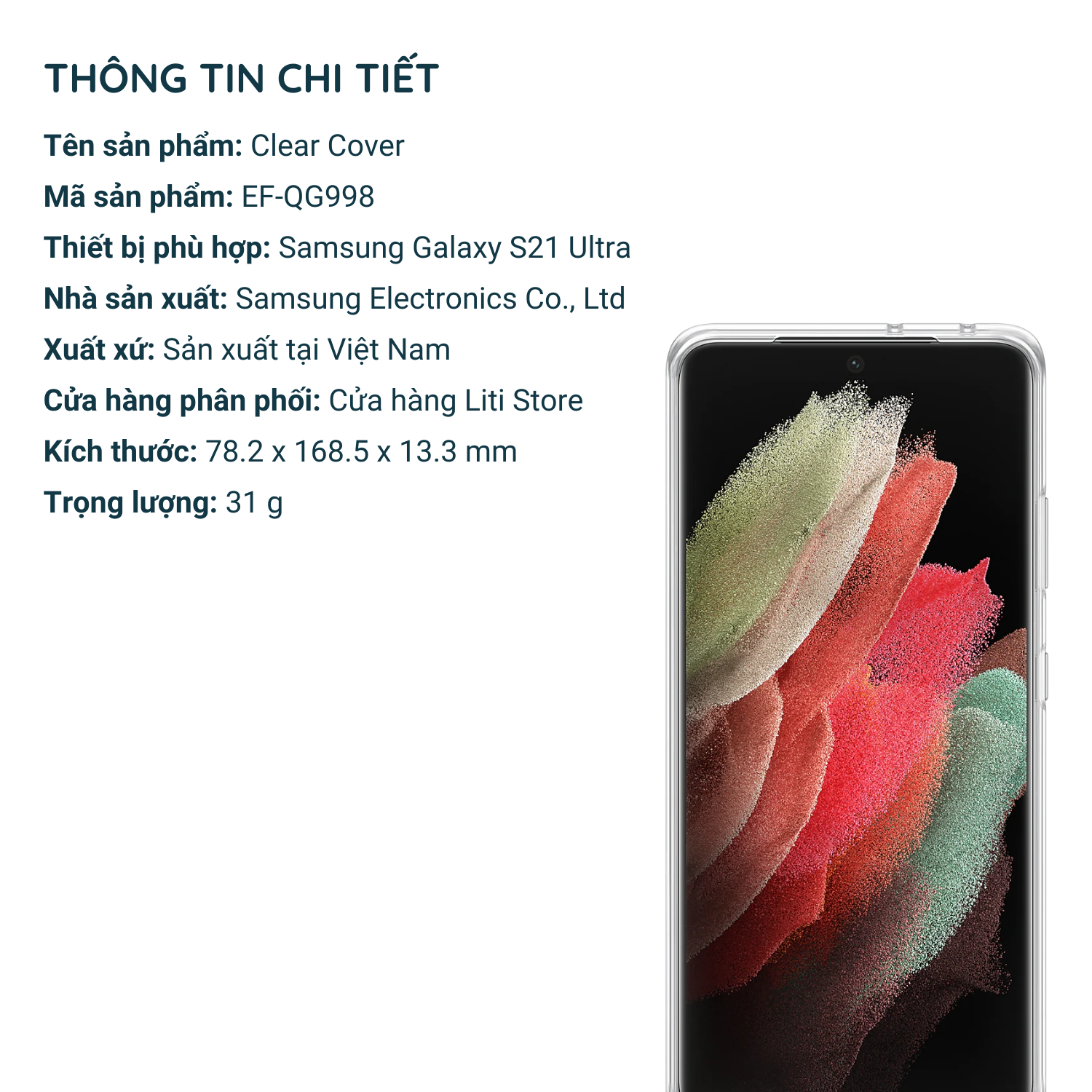 [Chính hãng] Ốp Clear Cover cho Galaxy S21 Ultra