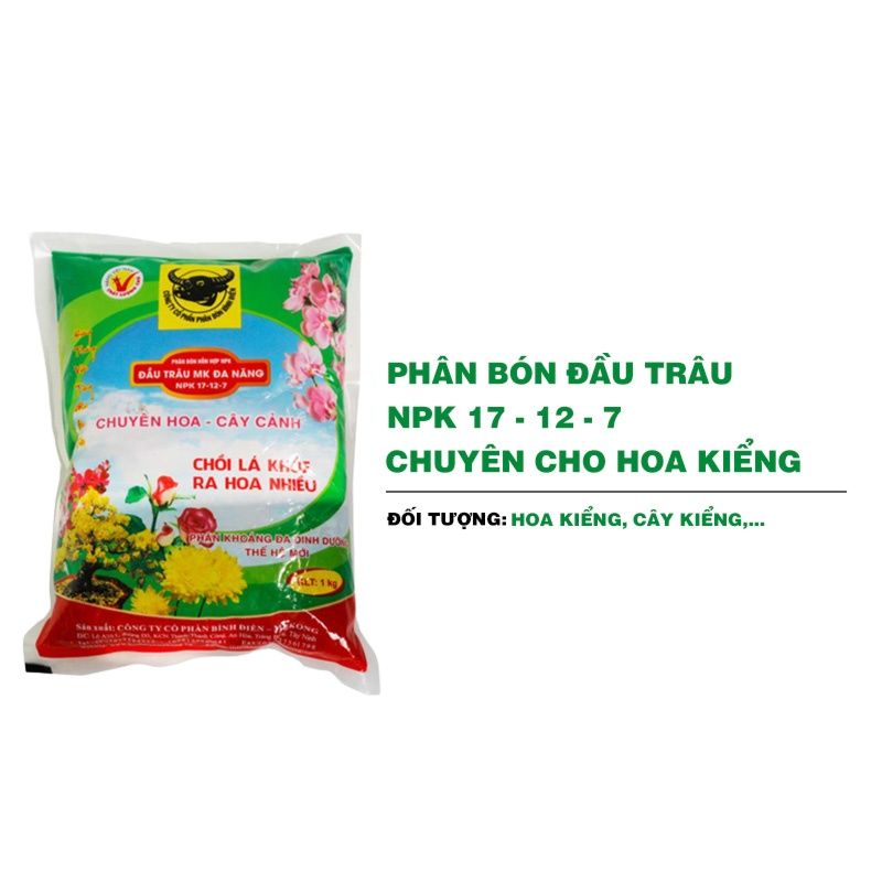 Phân bón đầu trâu npk 17-12-7 túi 200gr - dùng cho hoa kiểng