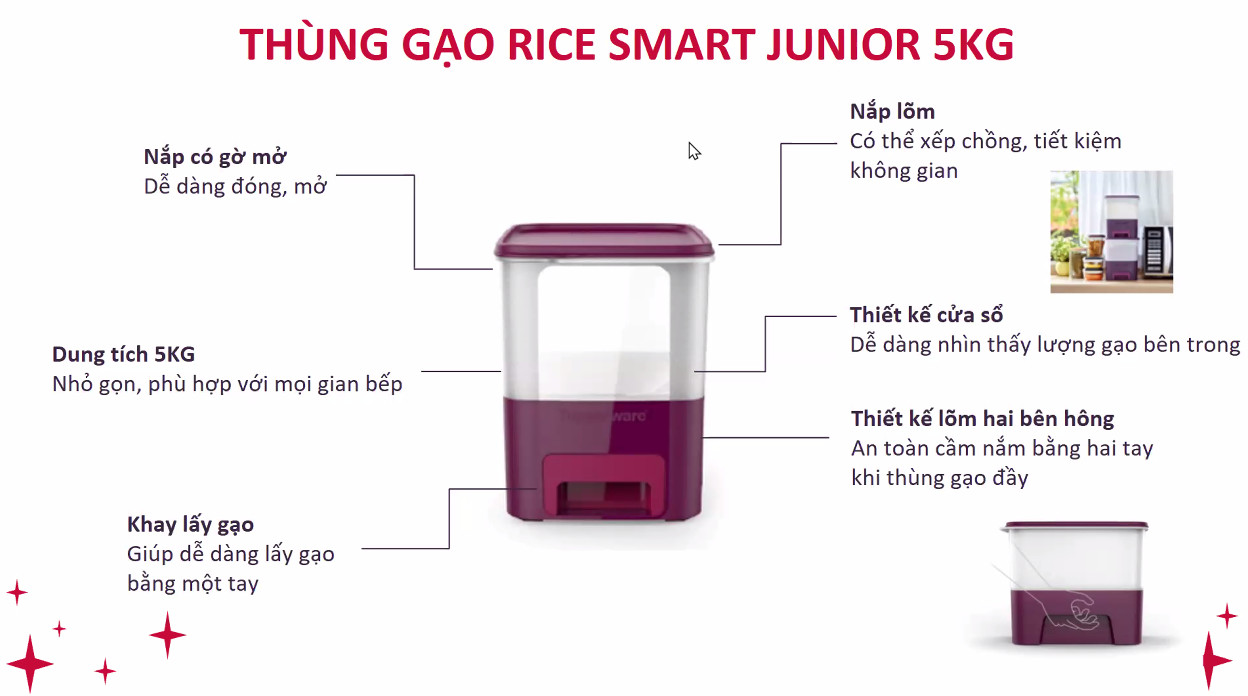 Thùng gạo Tupperware Rice Smart Junior 5kg