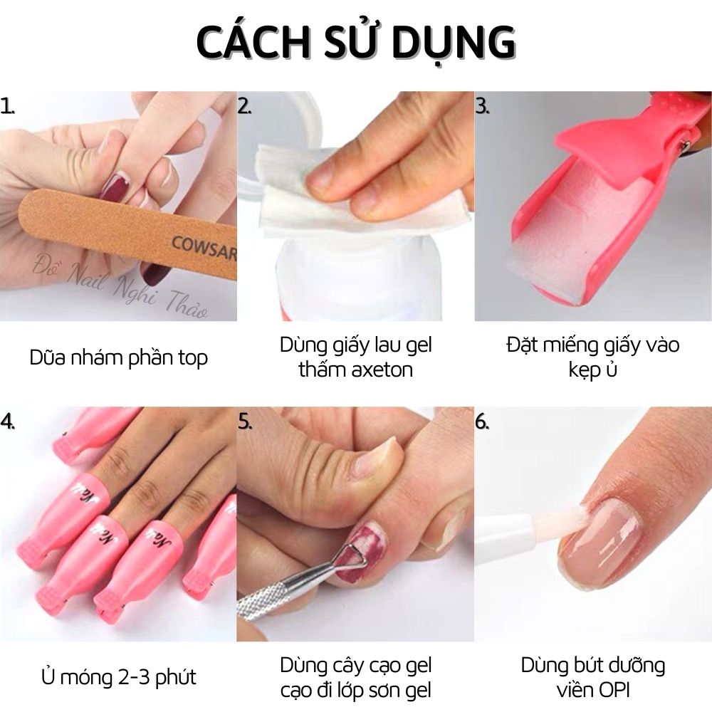 Kẹp ủ móng tay tháo gel set 10 cái