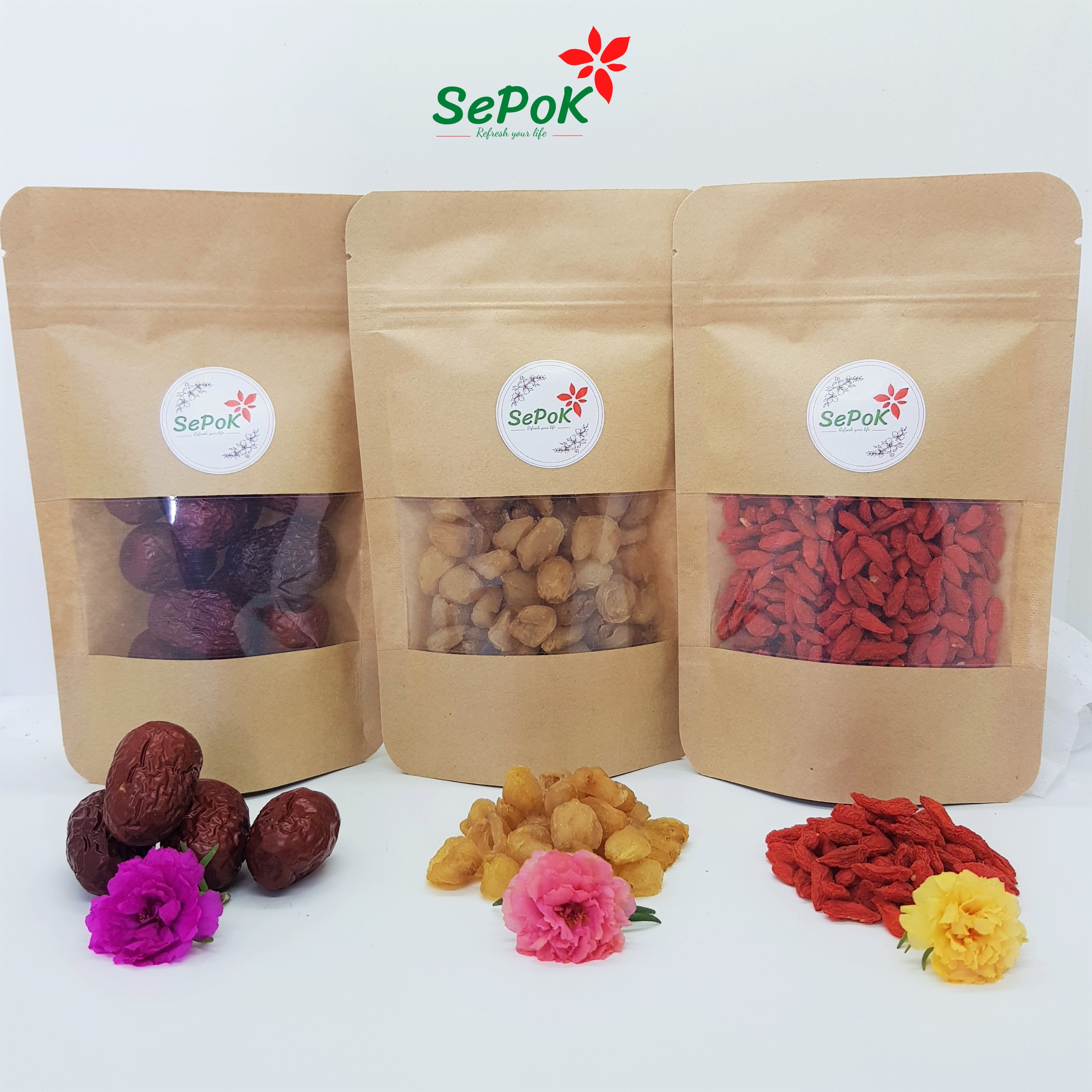 Combo Táo đỏ,long nhãn, kỷ tử mỗi loại 100g -SePok