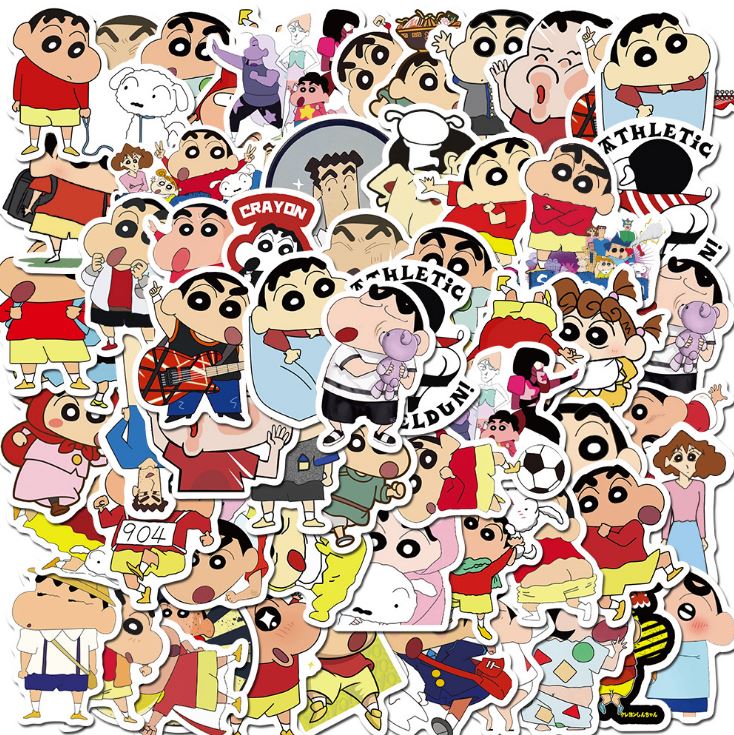 [HCM]Sticker CẬU BÉ BÚT CHÌ SHIN nhựa PVC không thấm nước dán nón bảo hiểm laptop điện thoại Vali xe Cực COOL #105