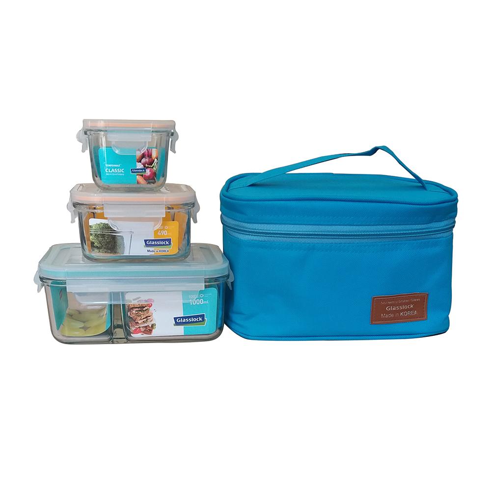 >> BÁO GIÁ BỘ 2 HỘP HCN CHIA NGĂN (670ML, 400ML) VÀ TÚI GIỮ NHIỆT GLASSLOCK LUNCH SET 02-2 | Shopee Lazada Sendo Tiki mới nhất 178 Bộ ăn trưa Glasslock gồm hộp thủy tinh cường lực hình vuông 210ml + 480ml và hộp thủy tinh hình chữ nhật có chia ngăn 1000ml + túi giữ nhiệt, kín hơi, an toàn, tiện dụng, thân thiện, Made in Korea
