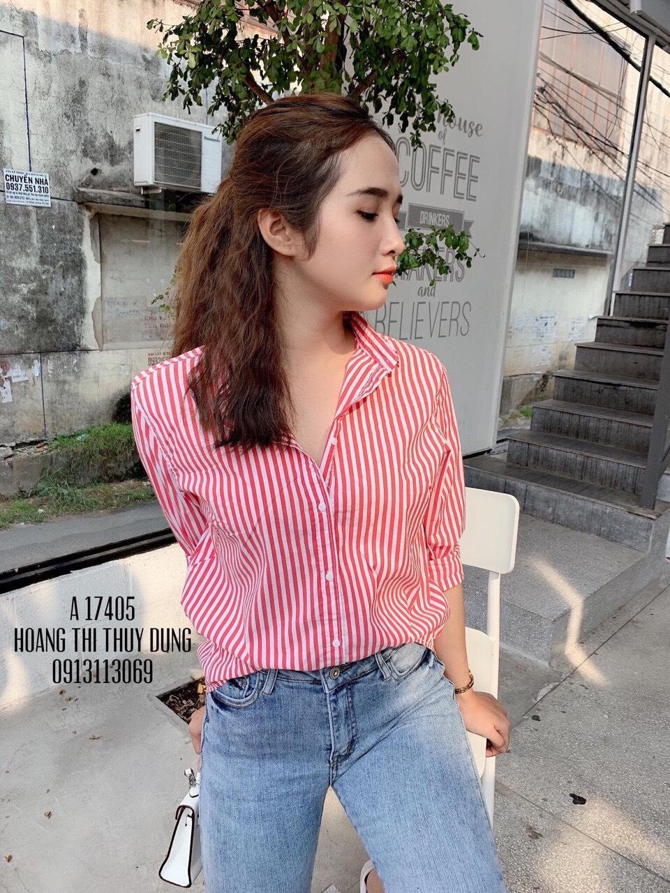Áo Sơmi Sọc Lệch Tà Cá Tính TTS0251