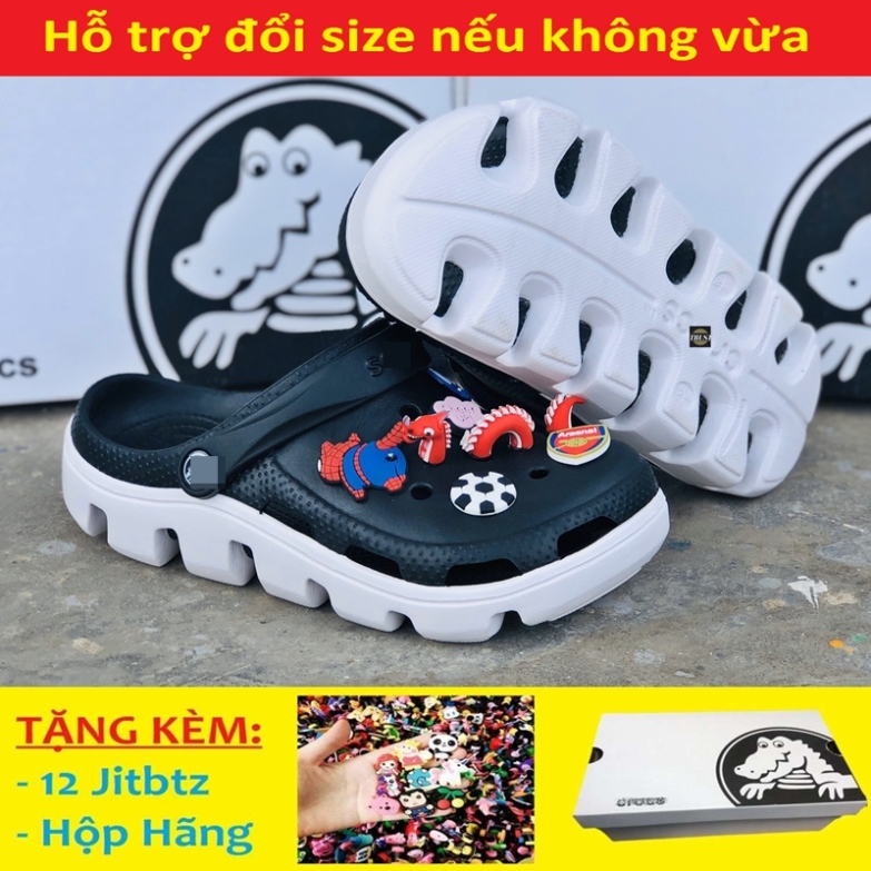 Dép sục Cross du.et quai ngang nam và nữ đen đế trắng, cá tính siêu nhẹ đi mưa đi nắng thoải mái chống trơn trượt, có nhiều lỗ thoát hơi thông thoáng, tặng kèm 12 jitbitz và hộp hãng - có hình thật và video giá rẻ