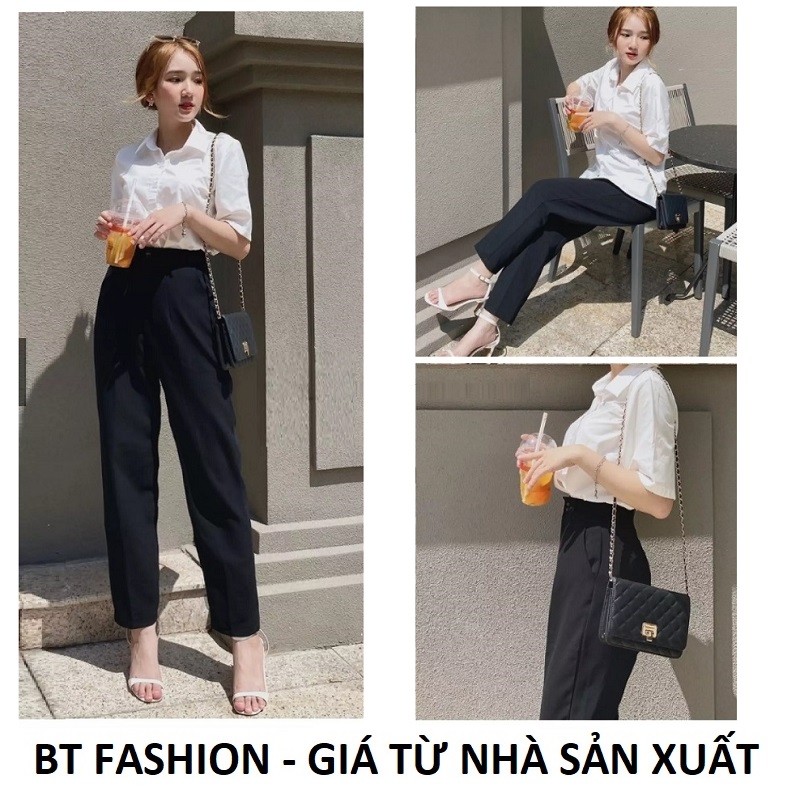 Quần Tây Nữ  Baggy Công Sở Vải Tuyết Mưa Dày Đẹp - BT Fashion (QT01-Ống Nhỏ)