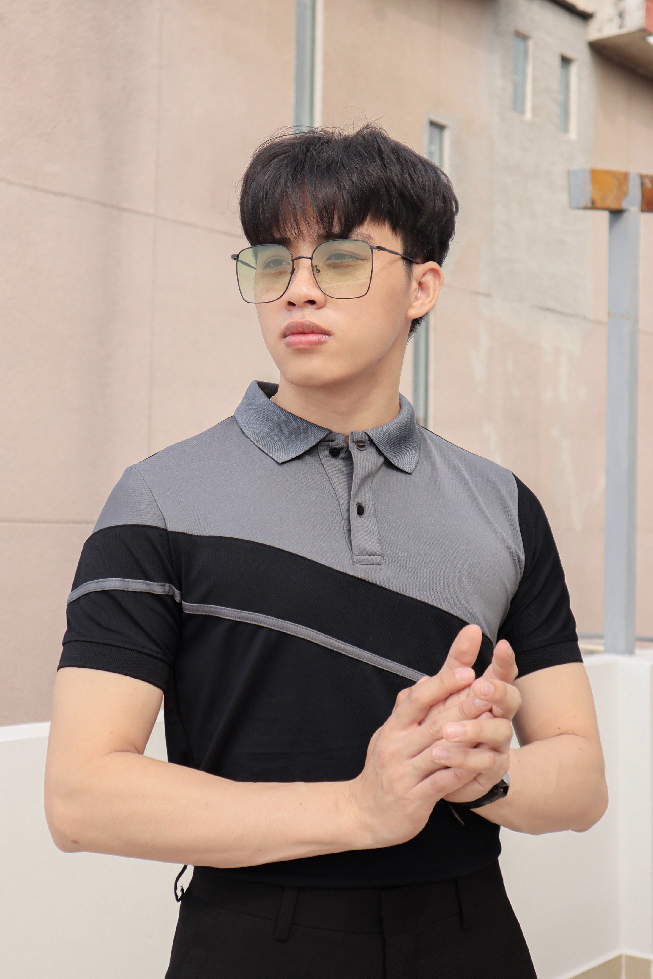 Áo Thun Nam Cổ Trụ Phối Màu