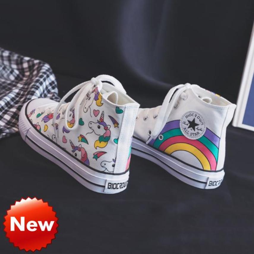 GIÀY SNEAKER CỔ CAO IN HÌNH MÁ CẦU VỒNG SIÊU HOT SIÊU CHẤT 161 giá rẻ