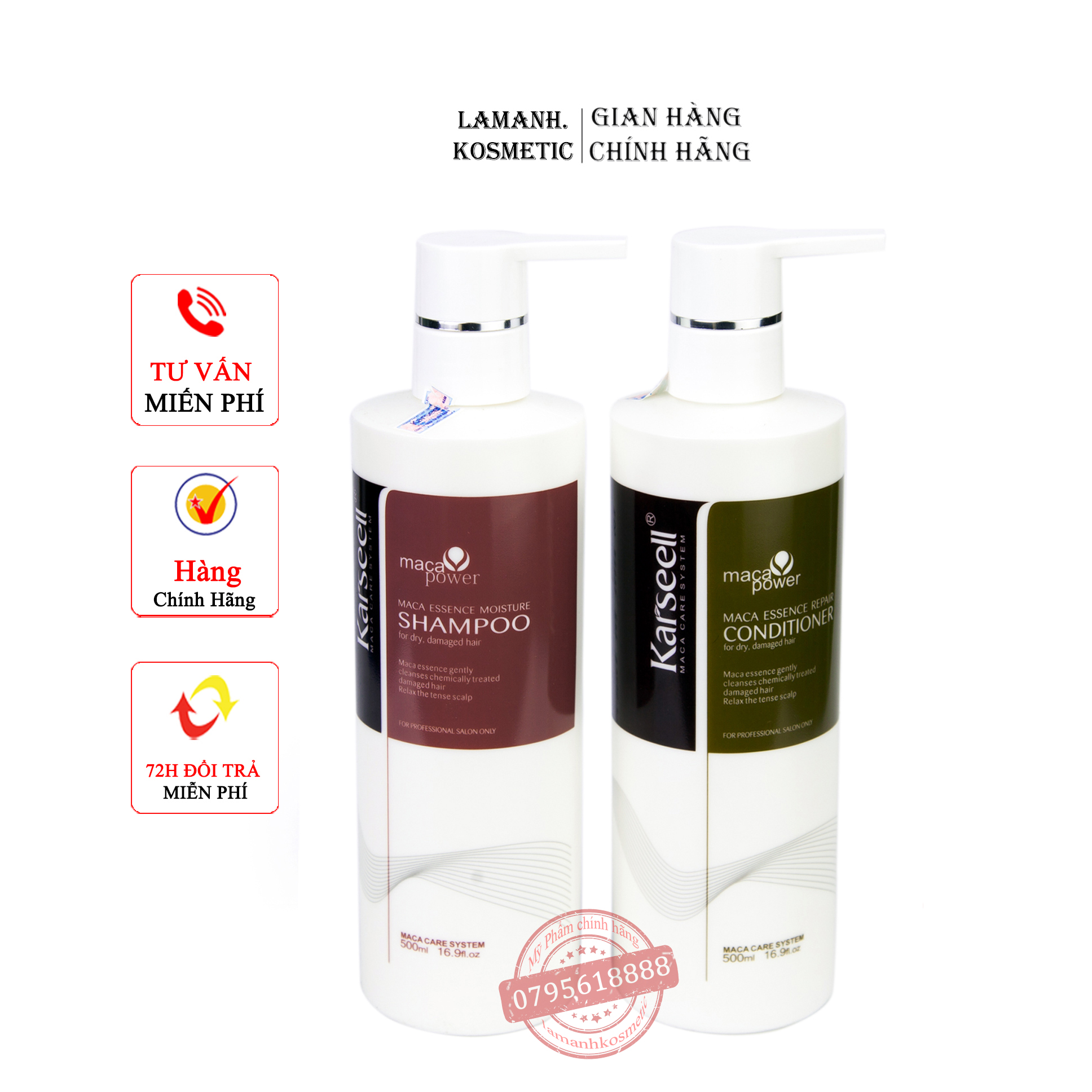 Shampoo collagen karseell maca hair repair damaged, hair dry primaries alkali oil Clean Dandruff, pair of shampoo conditioner collagen karseell 500ml - 800ml genuine goods