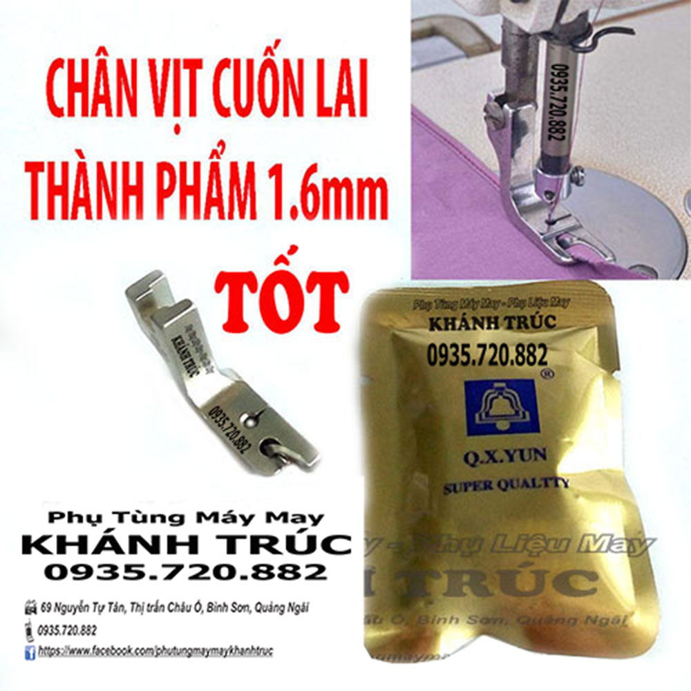 [1.6] Chân vịt cuốn lai 1.6mm QXYUN máy may 1kim công nghiệp