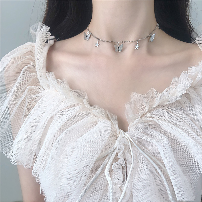 [HCM]Vòng cổ chocker bướm xinh xắn bạc