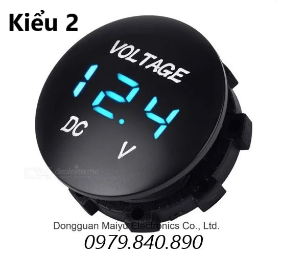 Đồng hồ Led đo Volt ắc quy ô tô và xe máy 12v DC - Volt meter hình tròn