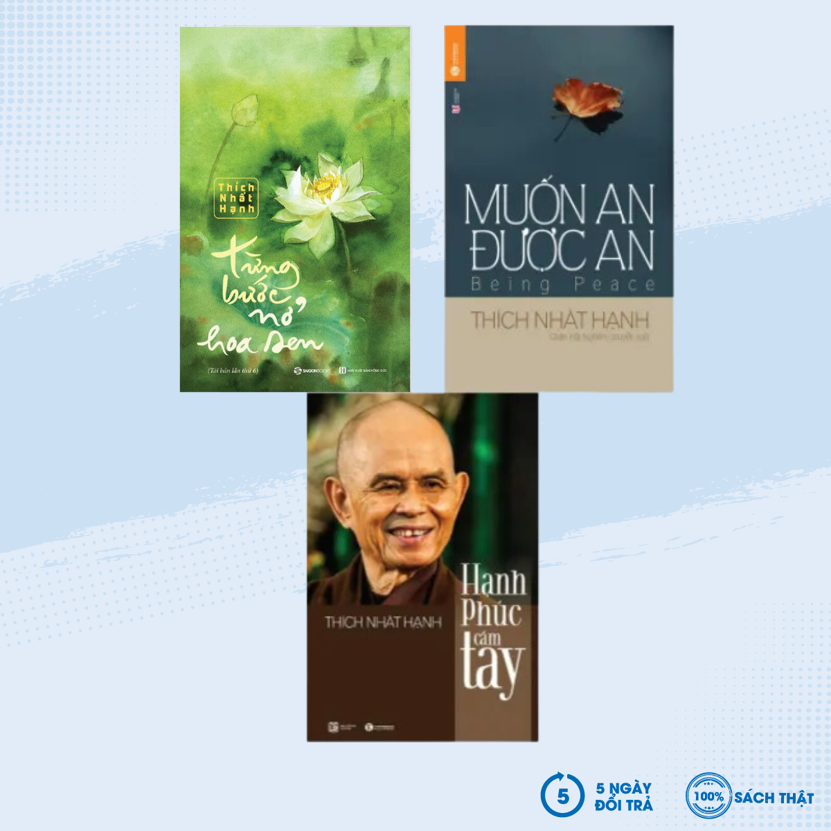 Combo 3 cuốn sách của thầy thích nhất hạnh: từng bước nở hoa sen + muốn an được an + hạnh phúc cầm tay - newshop