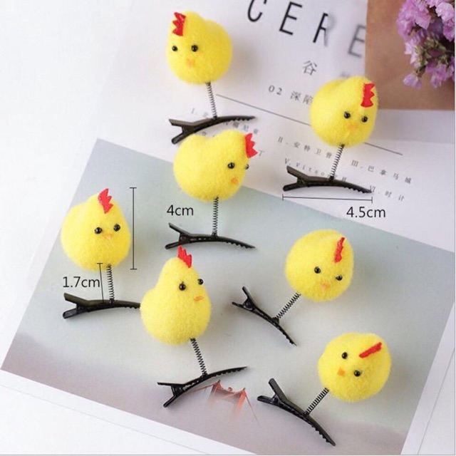 Kẹp tóc gà con, vịt con, thỏ con, trái tim,..._ bán buôn 247