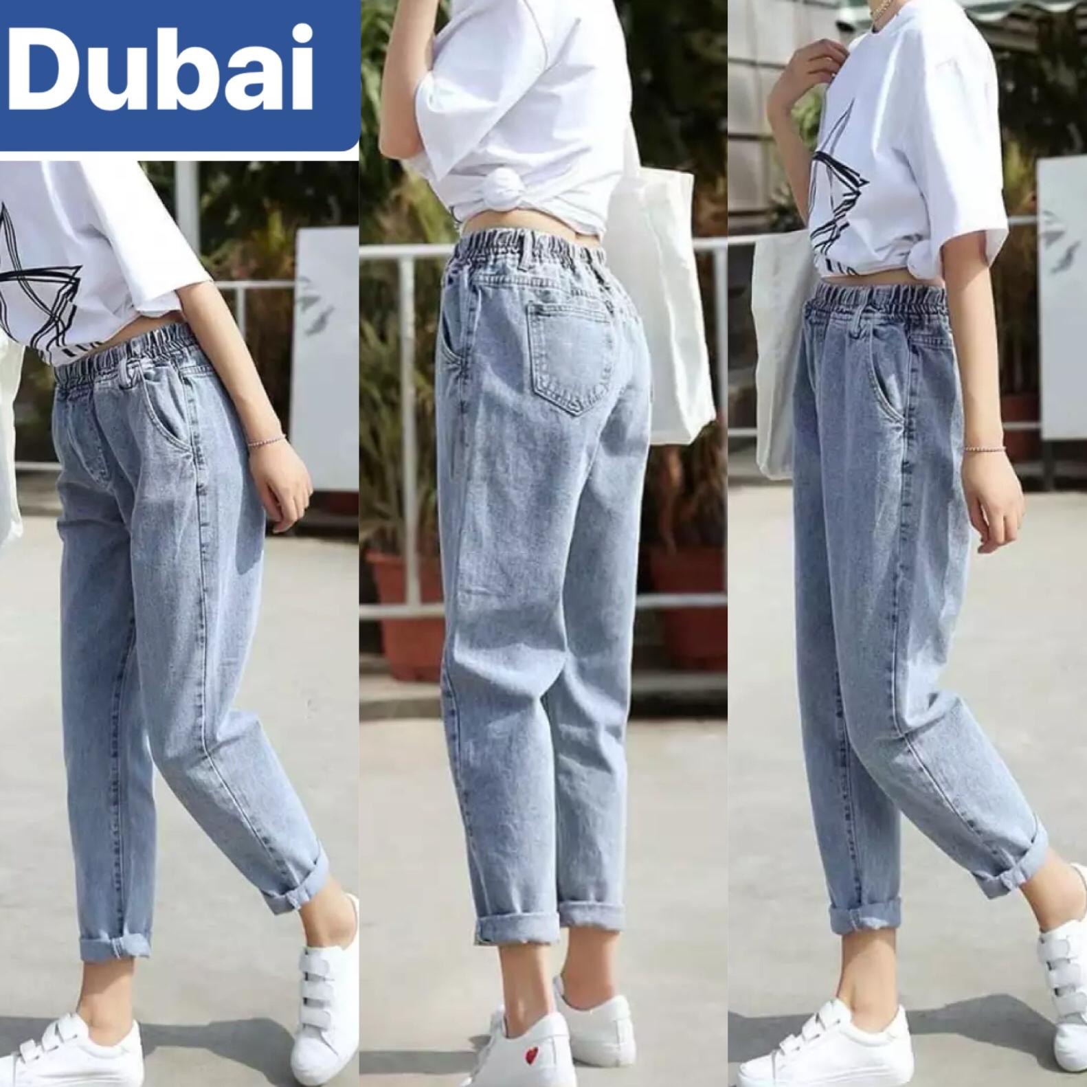 QUẦN JEAN BAGGY NỮ CHẤT BÒ XANH LƯNG THUN CẠP CHUN THOÁI MÁI LƯNG CAO NÂNG MÔNG DB-330 - DUBAI FASHION
