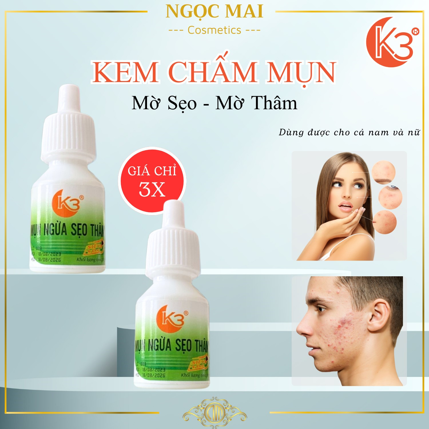 Kem chấm mụn siêu tốc, Ngừa sẹo thâm K3 - 10g