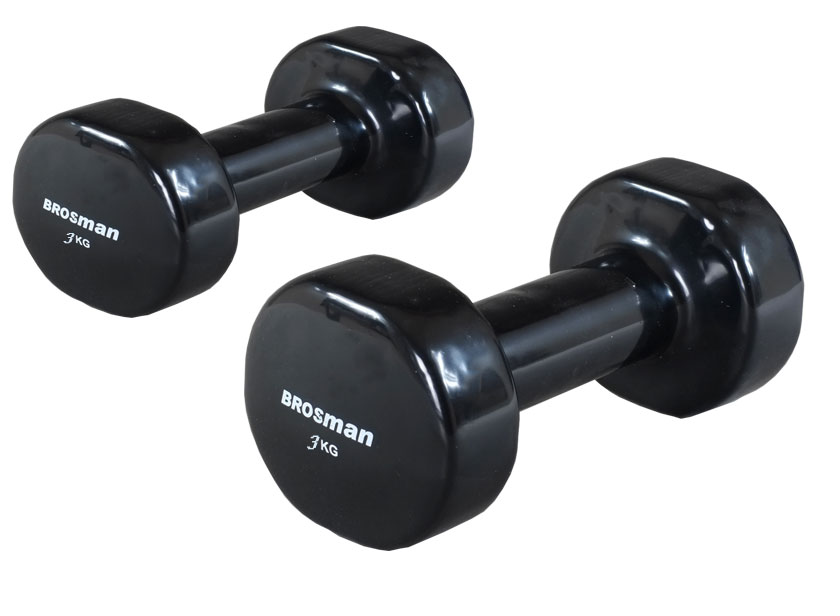 Bộ 2 tạ tay cao su 3kg Brosman 2 tạ 3kg, tổng 6kg