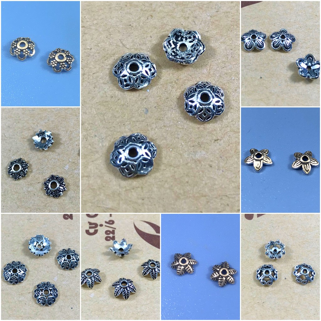 Charm ốp bạc thái ốp hạt đá - Charm bạc 925 - Mã CA070-079