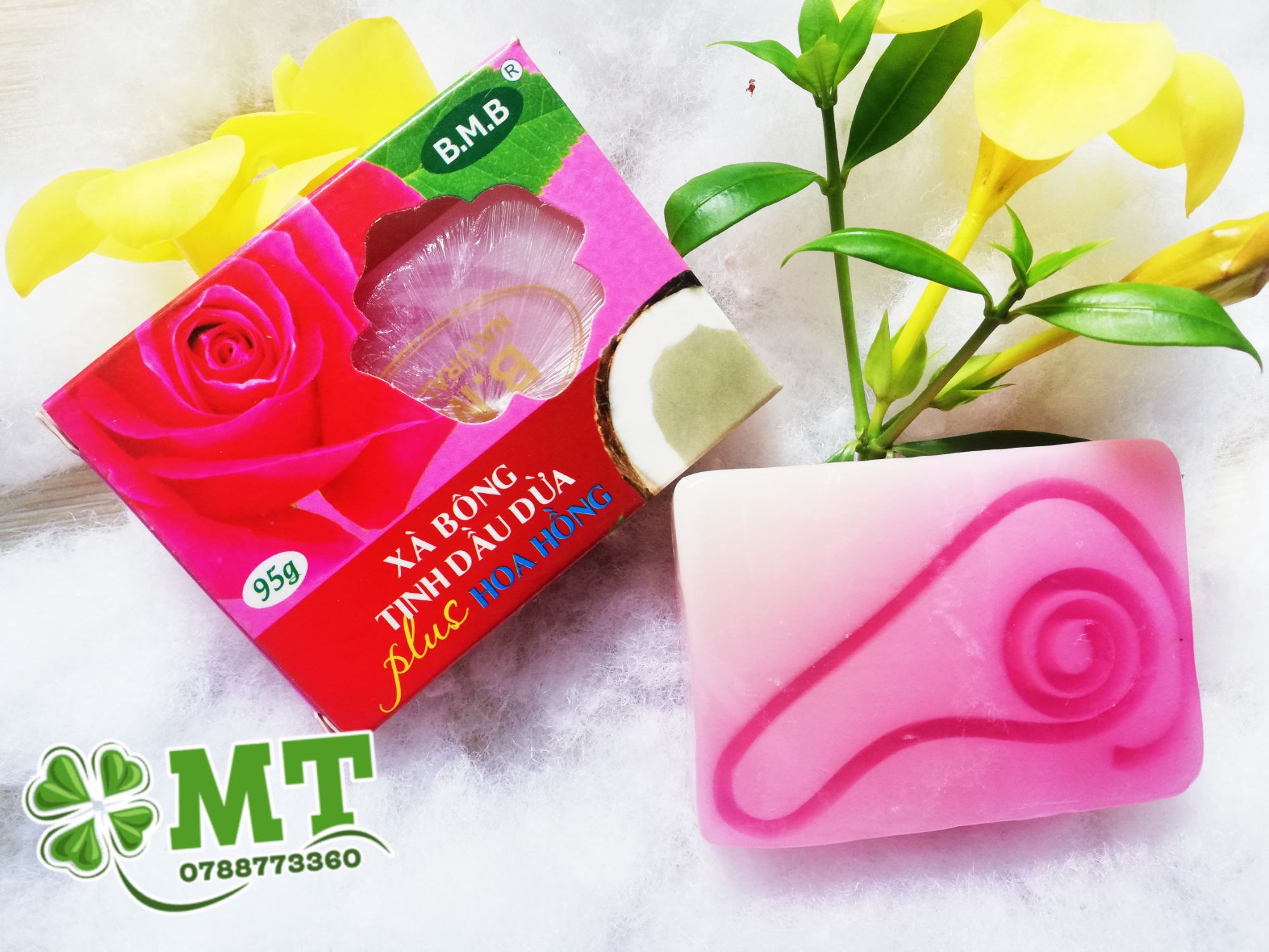 Xà bông tinh dầu dừa hoa hồng ( 1 cục 95g)
