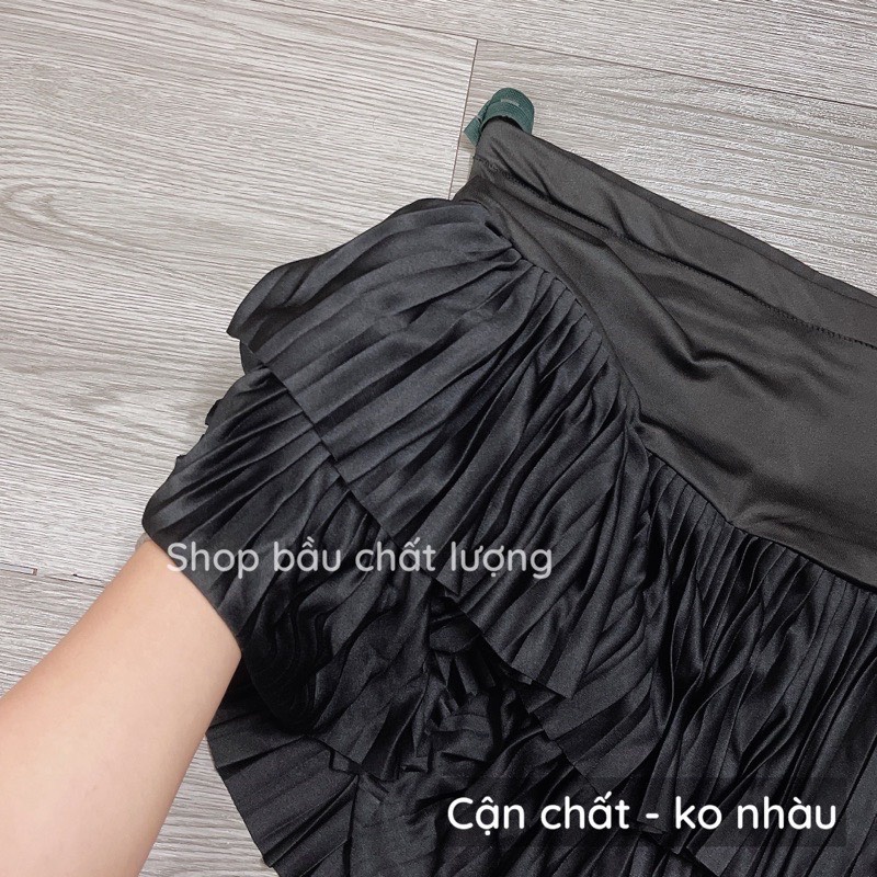 Chân váy bầu xếp ly Hàn Quốc (Có quần trong)