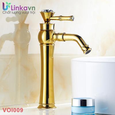 Vòi rửa lavabo đồng cao cấp VOI009 – Van vòi đính đá nghệ thuật