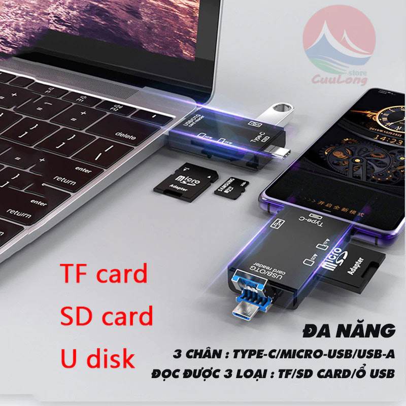 Multi-Function SD Card Reader Type-C for Camera Phone Tablet – Supports SD, MicroSD, CF, XD, M2, MS Duo Pro