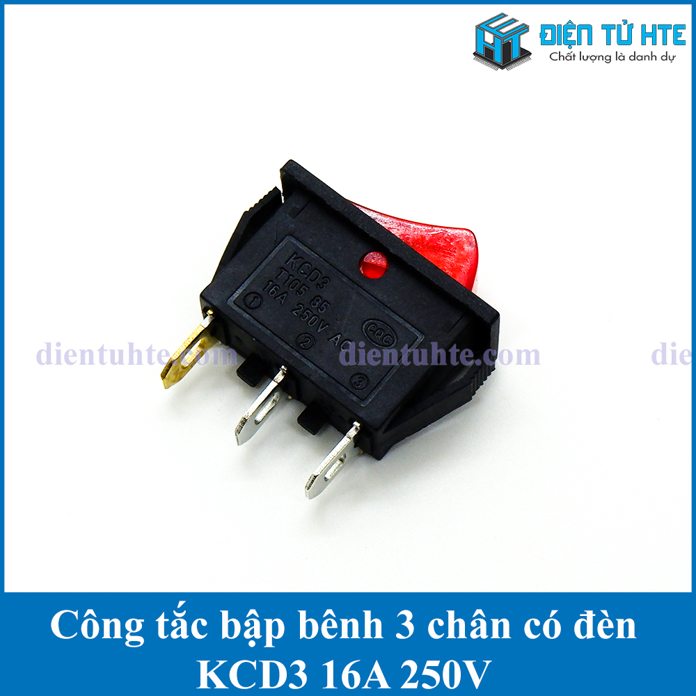 Bộ 4 Công tắc bập bênh KCD3 16A có đèn